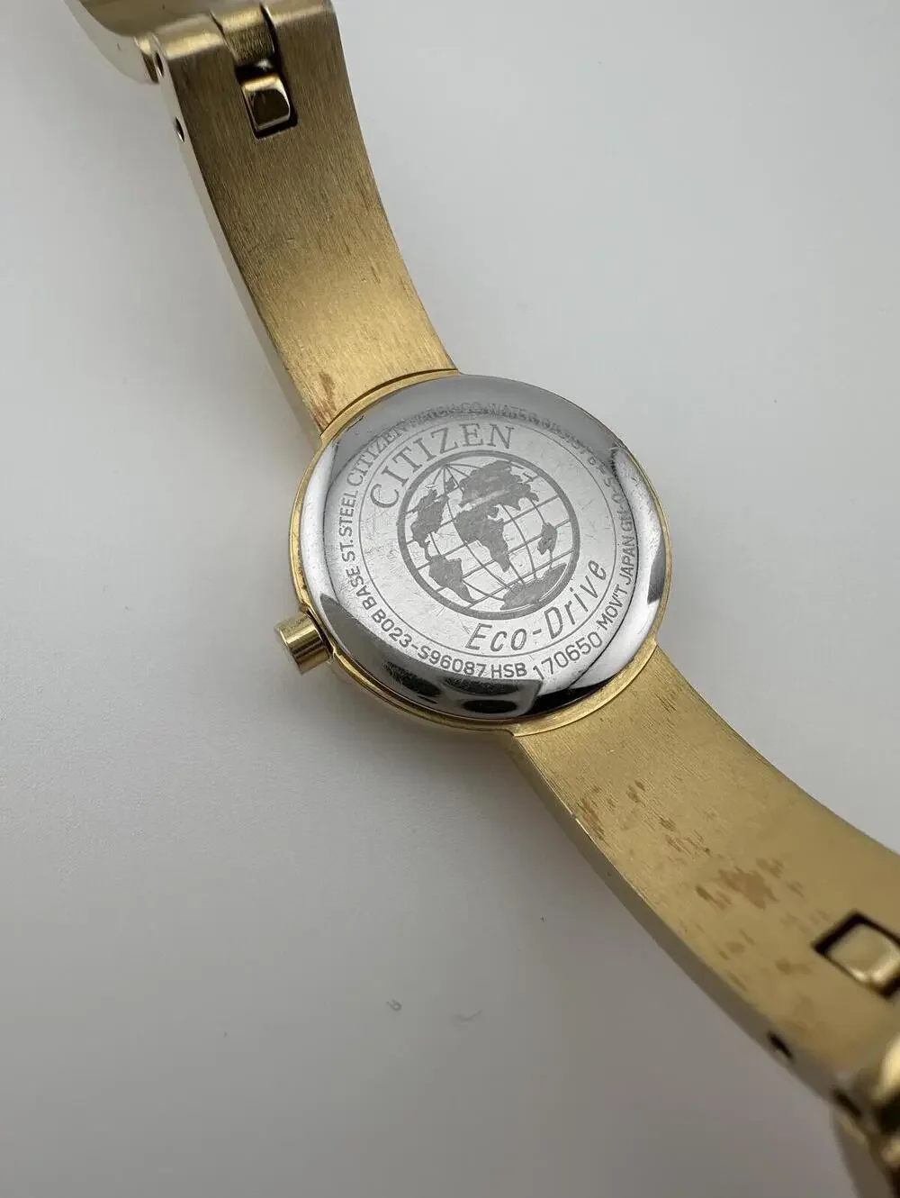 Citizen Eco Drive Women’s Gold Tone MOP Crystal Watch AS IS Not Running
